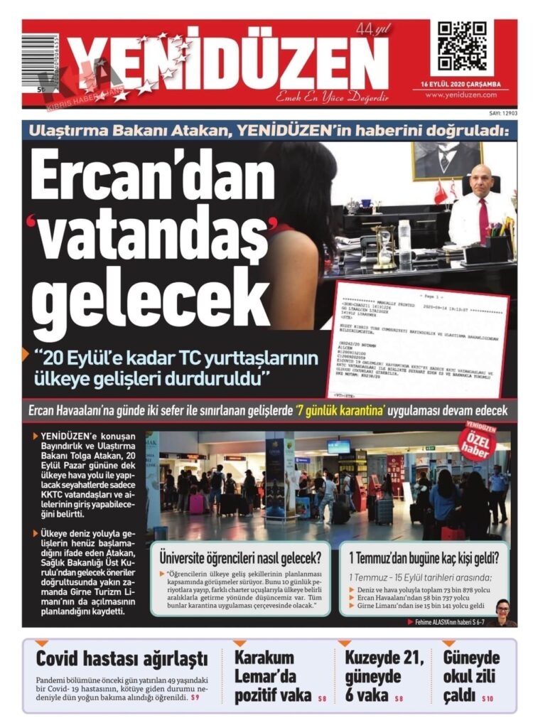 KKTC'de bugün gazeteler ne yazdı? 16 Eylül 2020 Çarşamba galerisi resim 11