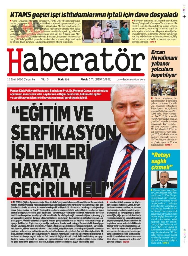 KKTC'de bugün gazeteler ne yazdı? 16 Eylül 2020 Çarşamba galerisi resim 12