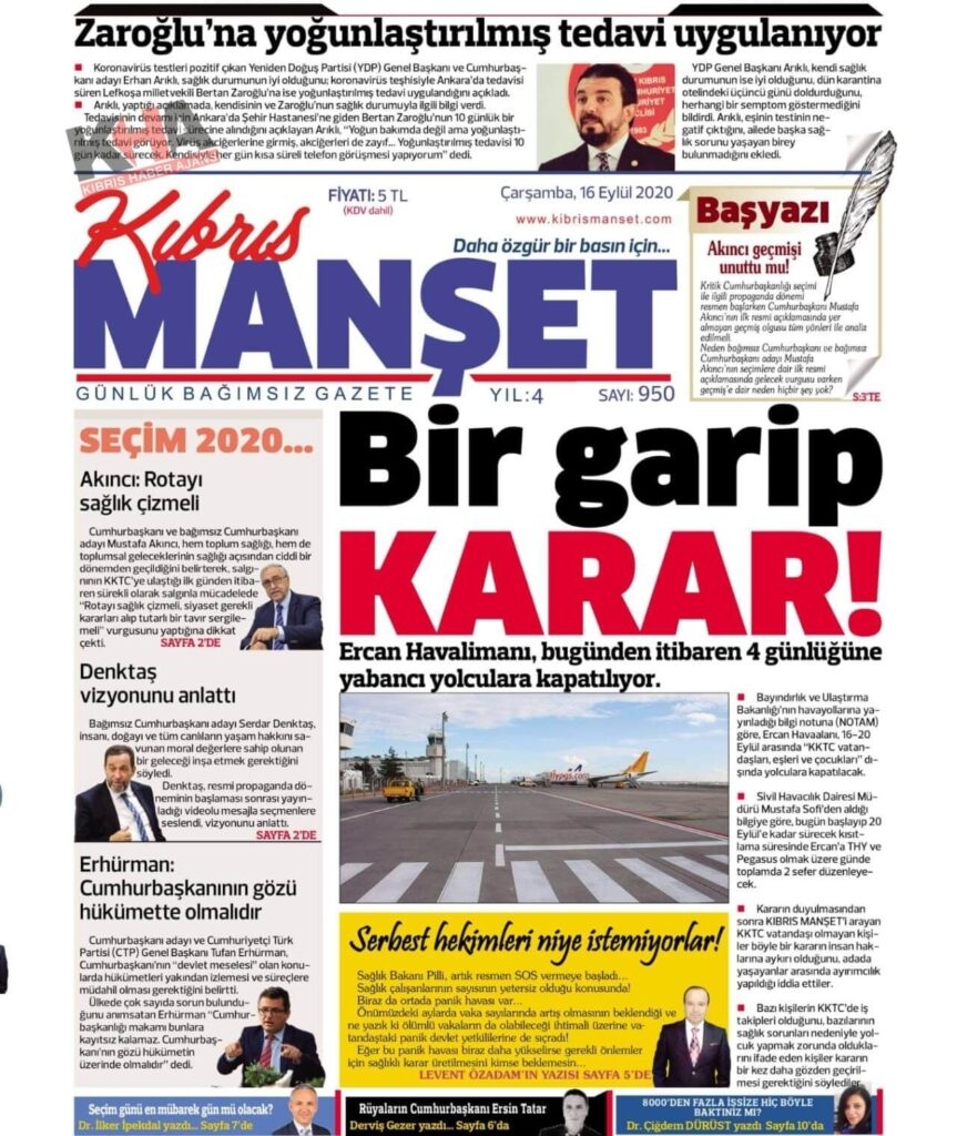 KKTC'de bugün gazeteler ne yazdı? 16 Eylül 2020 Çarşamba galerisi resim 7