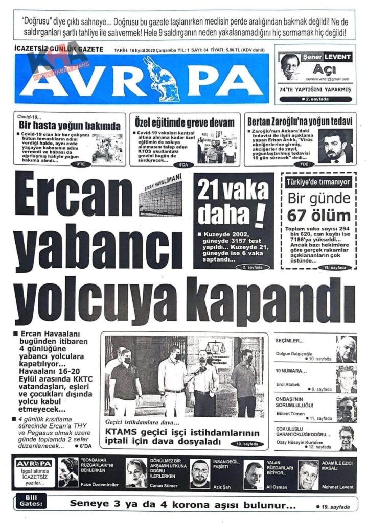 KKTC'de bugün gazeteler ne yazdı? 16 Eylül 2020 Çarşamba galerisi resim 8