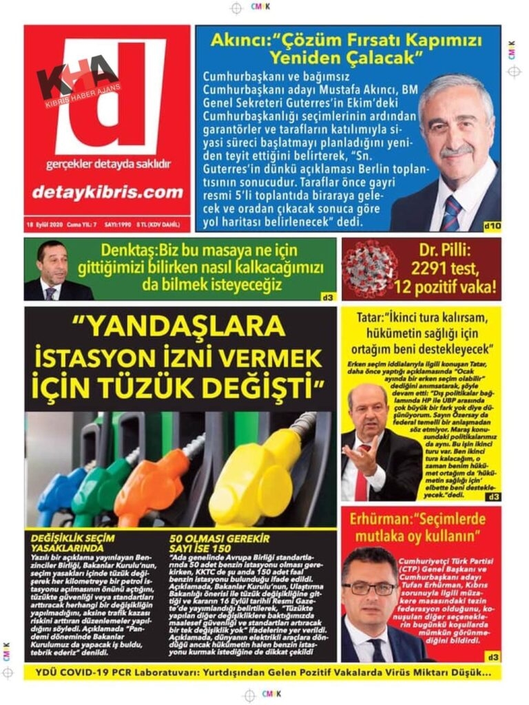 KKTC'de bugün gazeteler ne yazdı? 18 Eylül 2020 Cuma galerisi resim 1