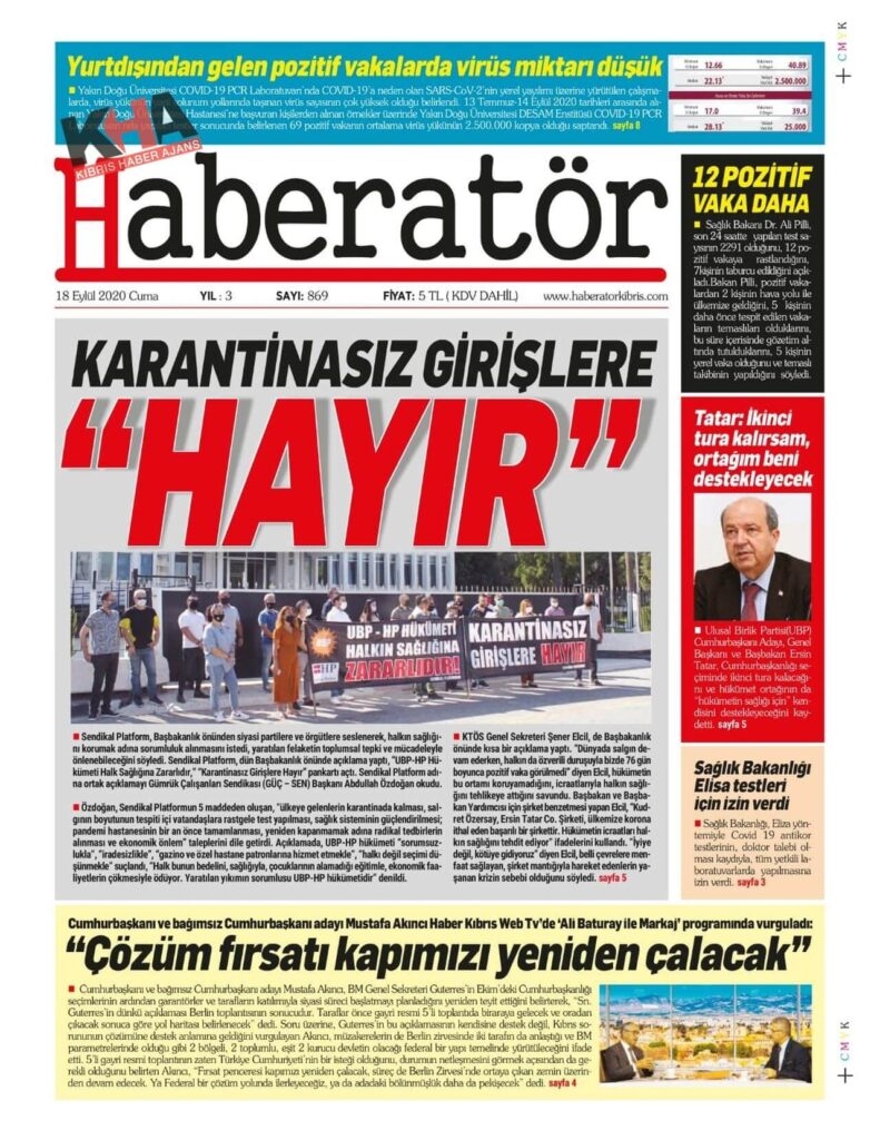 KKTC'de bugün gazeteler ne yazdı? 18 Eylül 2020 Cuma galerisi resim 12