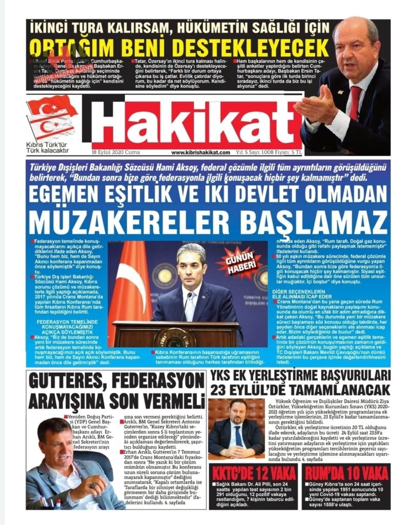 KKTC'de bugün gazeteler ne yazdı? 18 Eylül 2020 Cuma galerisi resim 14