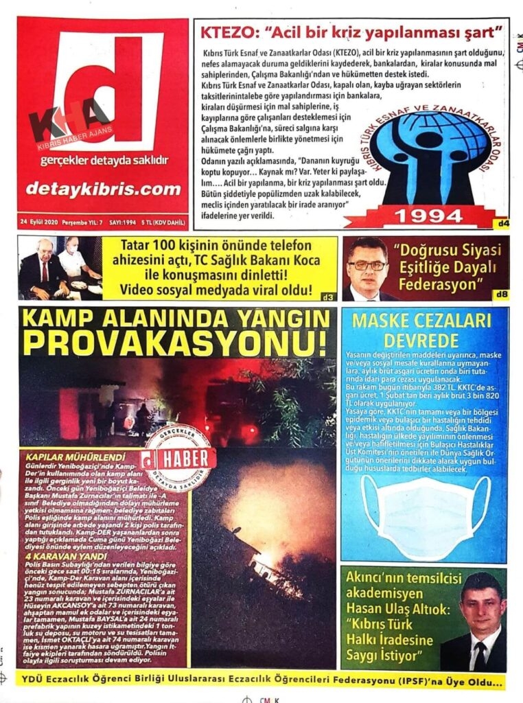 KKTC'de Gazeteler bugün ne yazdı? 24 Eylül 2020 Perşembe galerisi resim 1