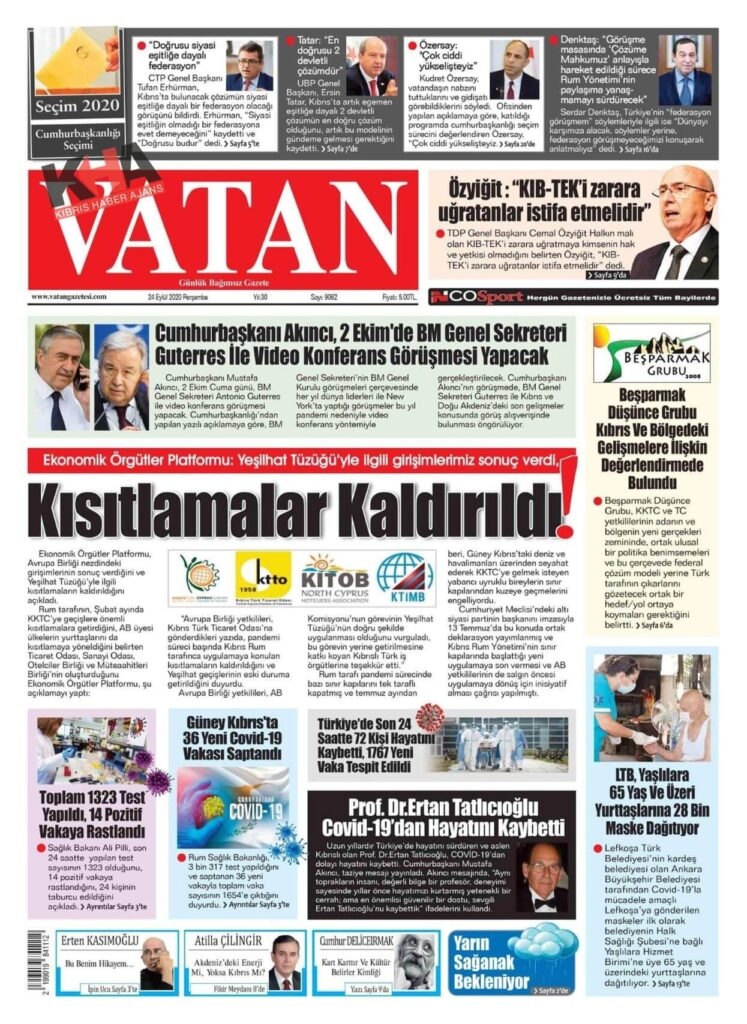 KKTC'de Gazeteler bugün ne yazdı? 24 Eylül 2020 Perşembe galerisi resim 2