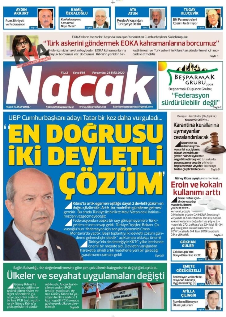 KKTC'de Gazeteler bugün ne yazdı? 24 Eylül 2020 Perşembe galerisi resim 5