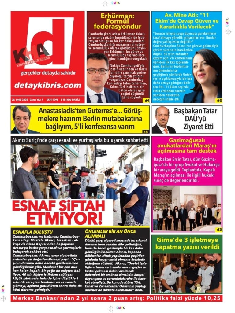KKTC'de gazeteler bugün ne yazdı? 25 Eylül 2020 cuma galerisi resim 1