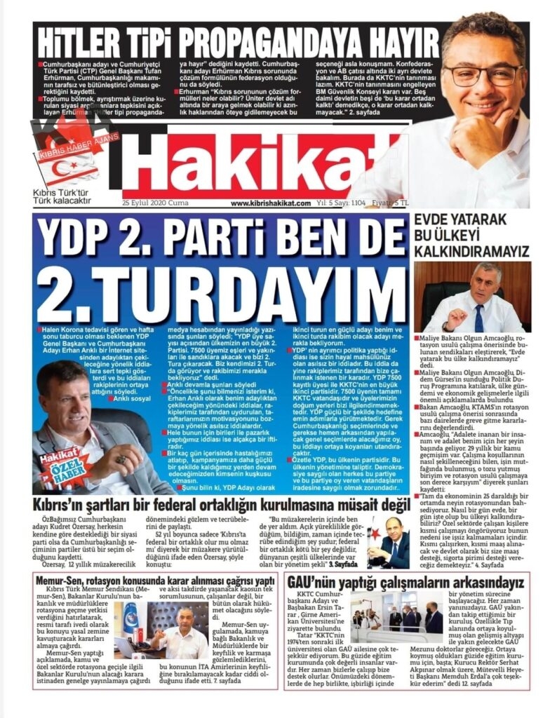 KKTC'de gazeteler bugün ne yazdı? 25 Eylül 2020 cuma galerisi resim 13