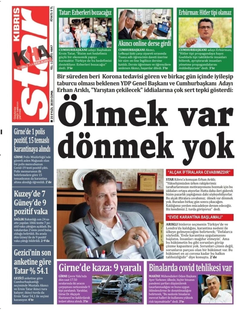 KKTC'de gazeteler bugün ne yazdı? 25 Eylül 2020 cuma galerisi resim 6