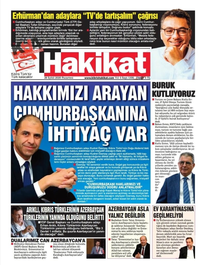 KKTC'de Gazeteler bugün ne yazdı? 28 Eylül 2020 Pazartesi galerisi resim 12