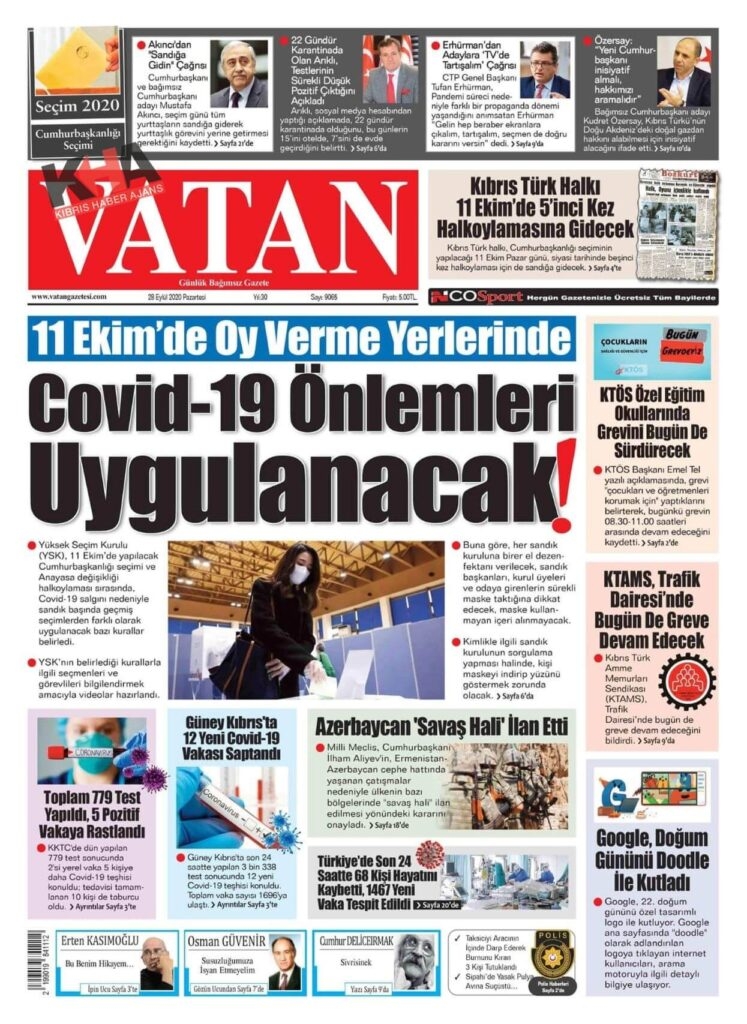 KKTC'de Gazeteler bugün ne yazdı? 28 Eylül 2020 Pazartesi galerisi resim 2
