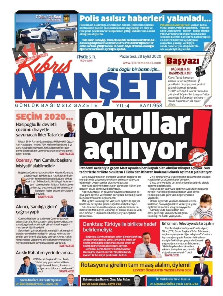 KKTC'de Gazeteler bugün ne yazdı? 28 Eylül 2020 Pazartesi galerisi resim 5