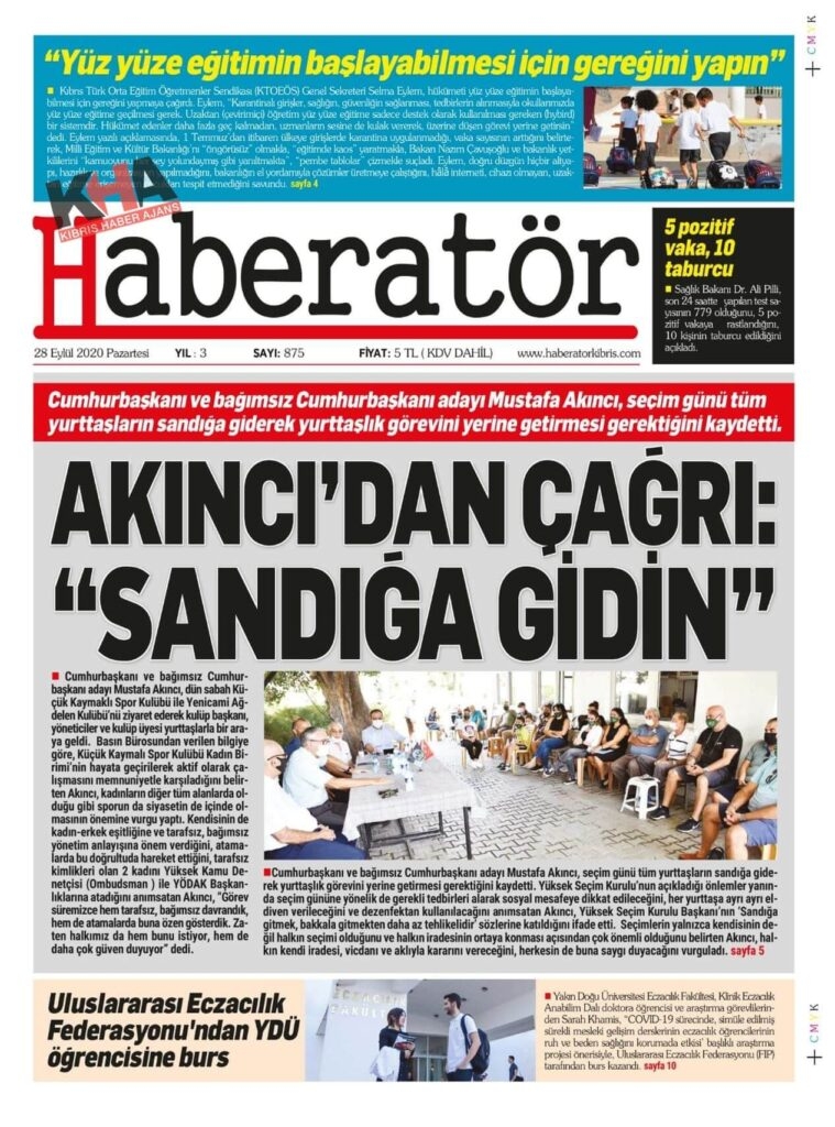 KKTC'de Gazeteler bugün ne yazdı? 28 Eylül 2020 Pazartesi galerisi resim 7