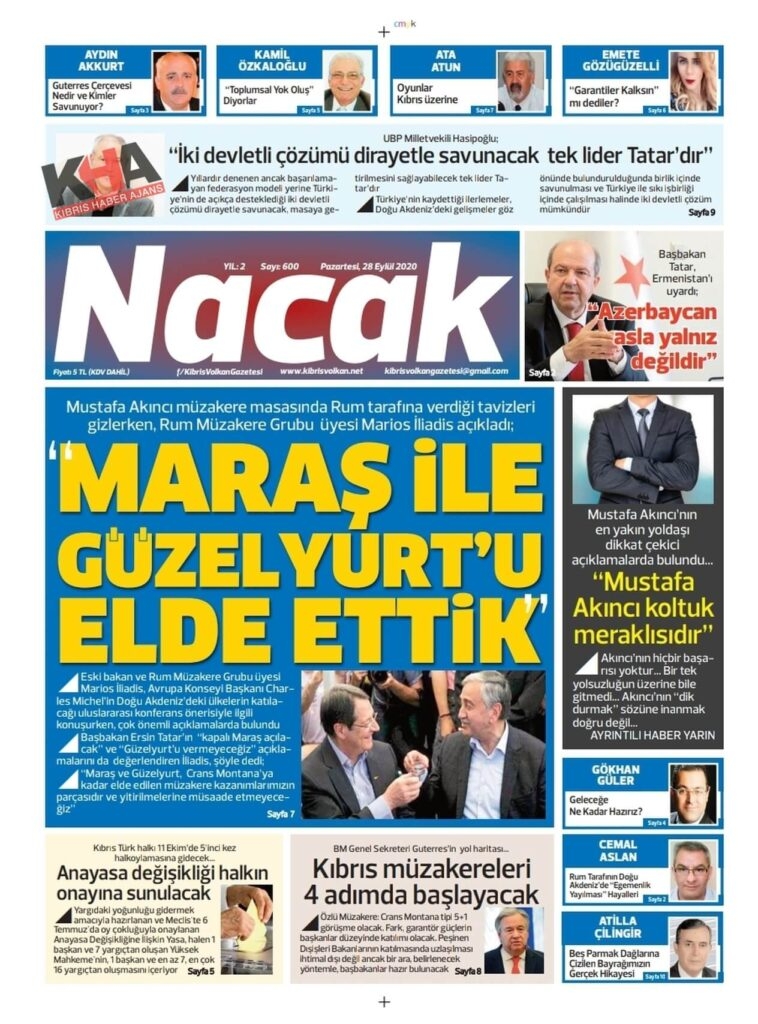 KKTC'de Gazeteler bugün ne yazdı? 28 Eylül 2020 Pazartesi galerisi resim 8