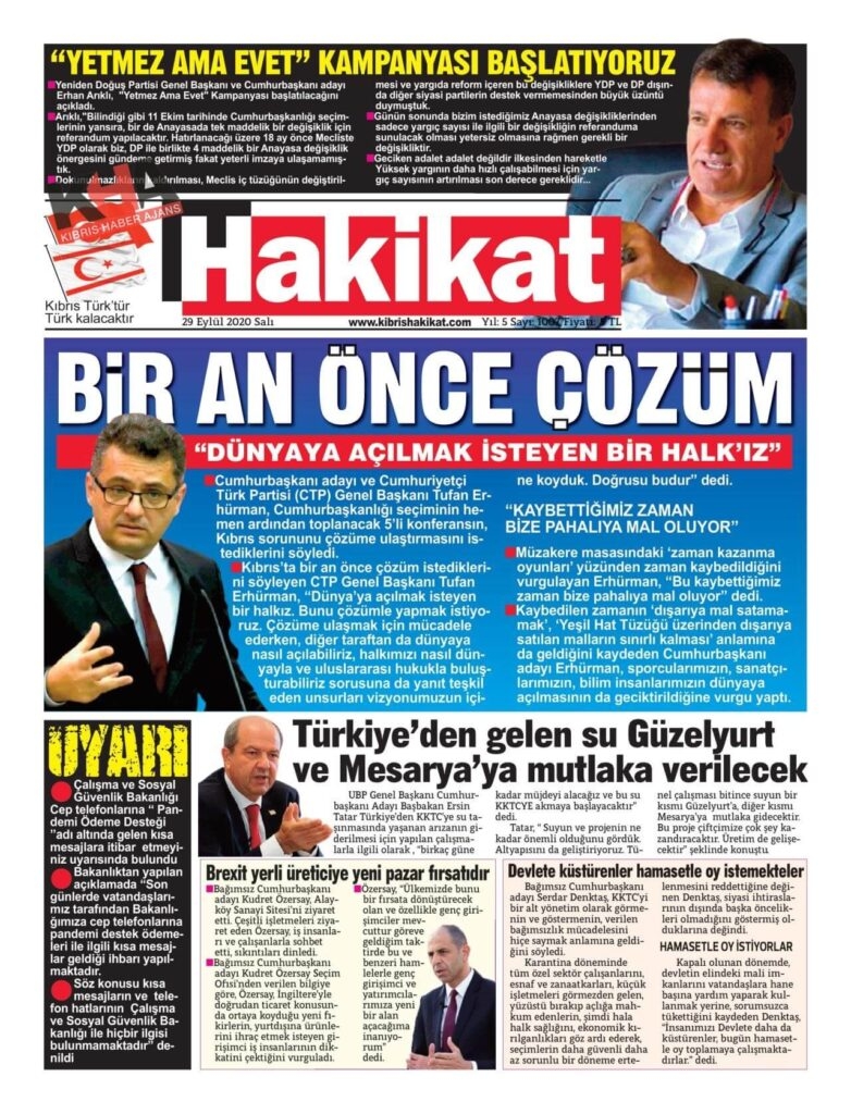 KKTC'de gazeteler bugün ne yazdı? 29 Eylül 2020 Salı galerisi resim 4