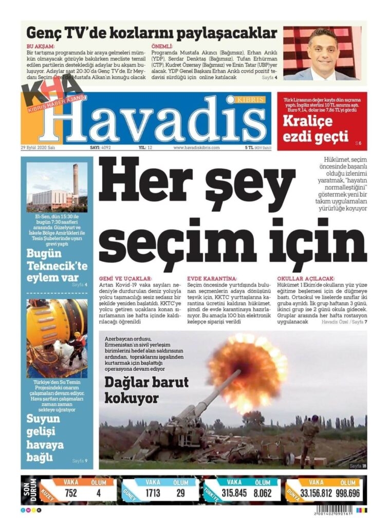 KKTC'de gazeteler bugün ne yazdı? 29 Eylül 2020 Salı galerisi resim 6