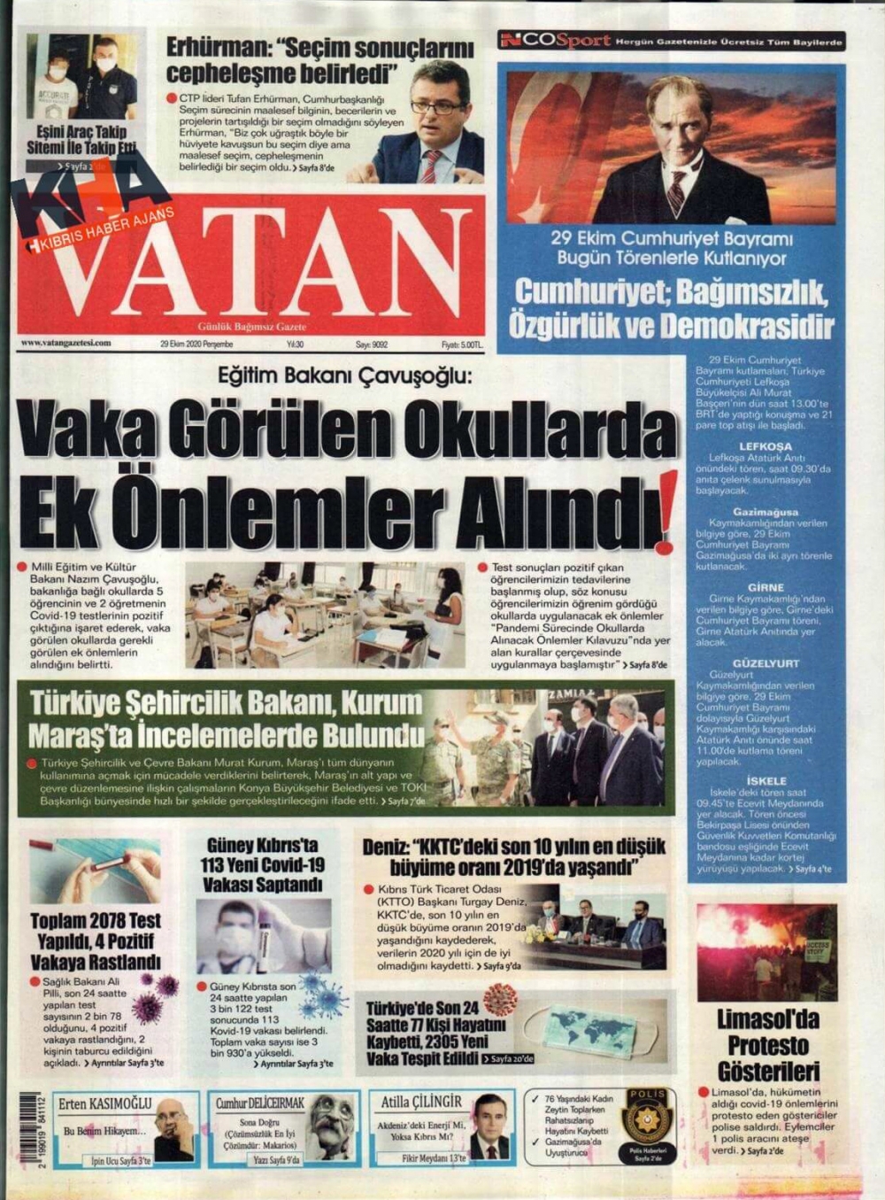 KKTC'de Gazeteler bugün ne yazdı? 29 Ekim 2020 galerisi resim 11