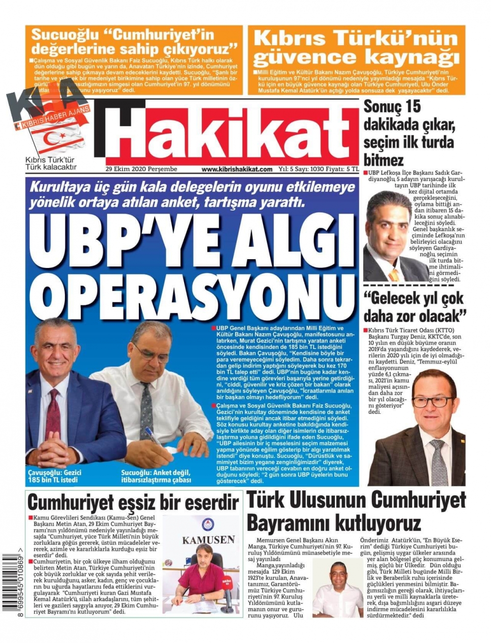 KKTC'de Gazeteler bugün ne yazdı? 29 Ekim 2020 galerisi resim 5