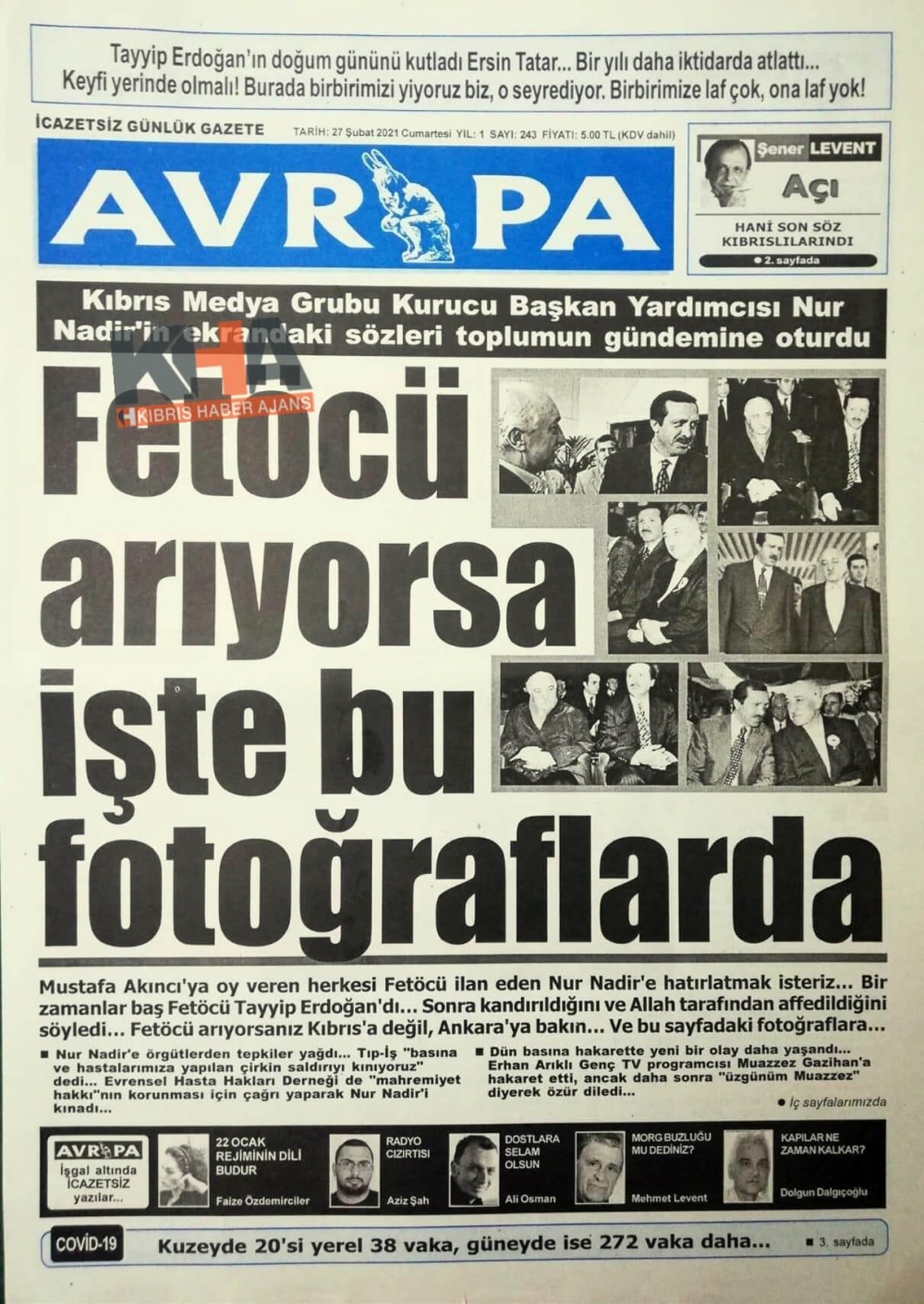 KKTC'de Bugün Gazeteler Ne Manşet Attı? (27 Şubat 2021) galerisi resim 10