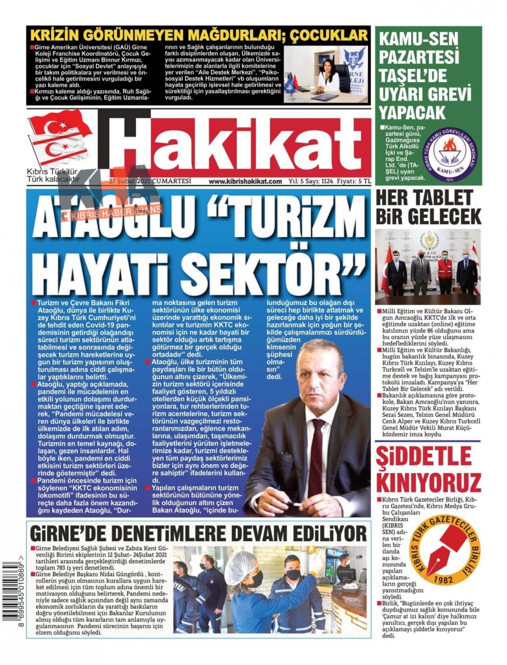 KKTC'de Bugün Gazeteler Ne Manşet Attı? (27 Şubat 2021) galerisi resim 2