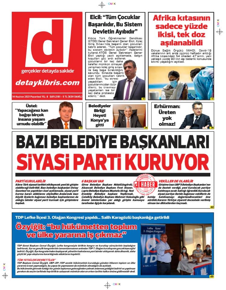 KKTC'de Gazeteler Bugün Ne Manşet Attı? (14 Haziran 2021) galerisi resim 1