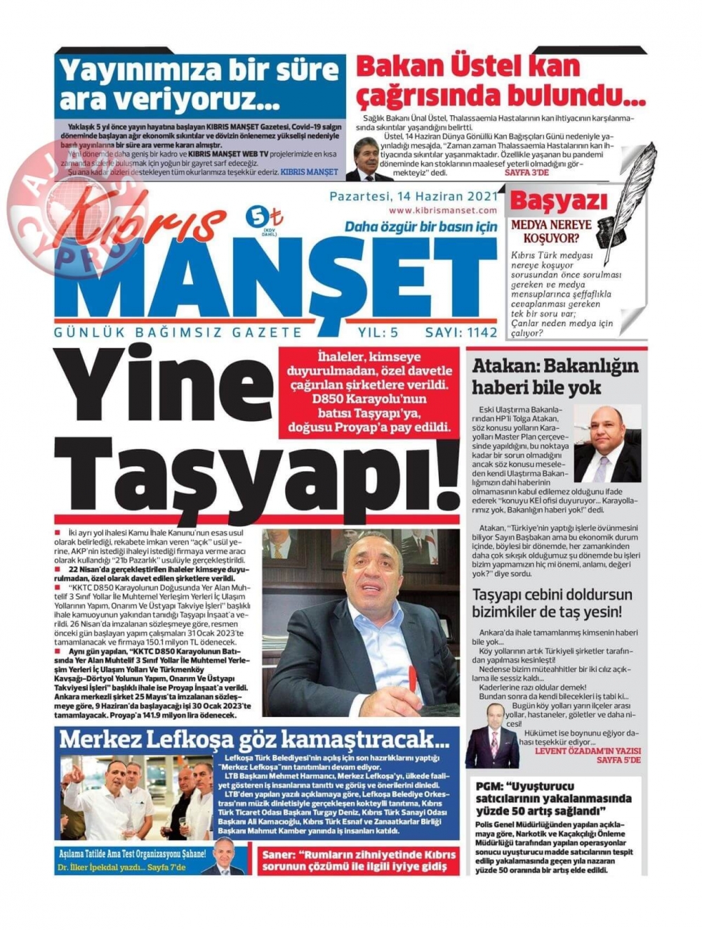 KKTC'de Gazeteler Bugün Ne Manşet Attı? (14 Haziran 2021) galerisi resim 2