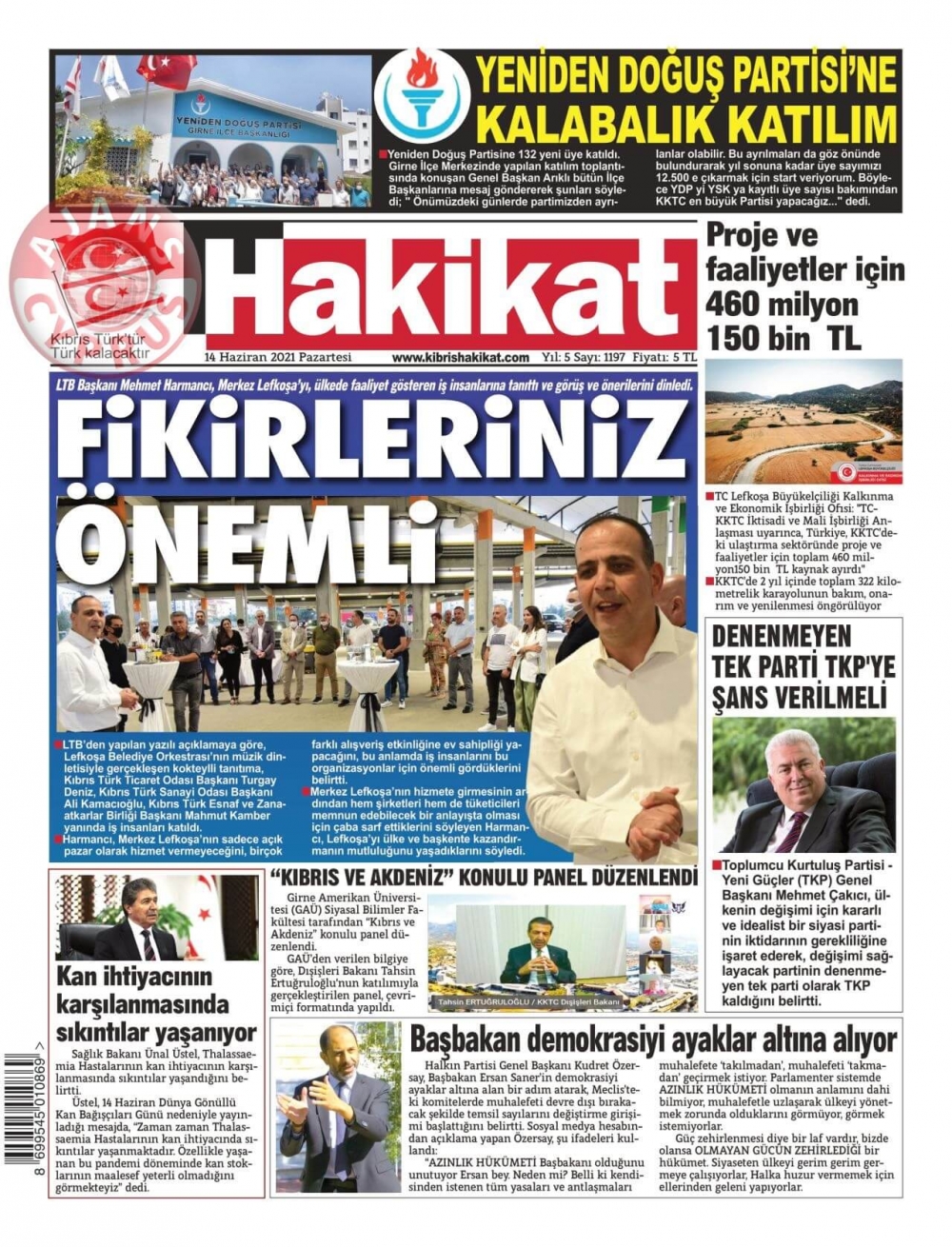 KKTC'de Gazeteler Bugün Ne Manşet Attı? (14 Haziran 2021) galerisi resim 4