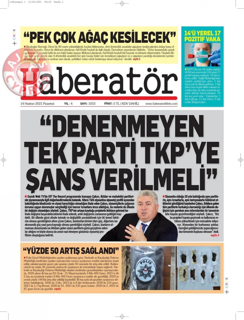 KKTC'de Gazeteler Bugün Ne Manşet Attı? (14 Haziran 2021) galerisi resim 6