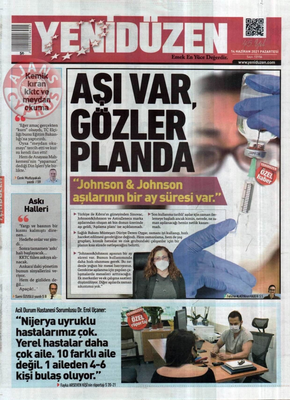 KKTC'de Gazeteler Bugün Ne Manşet Attı? (14 Haziran 2021) galerisi resim 7