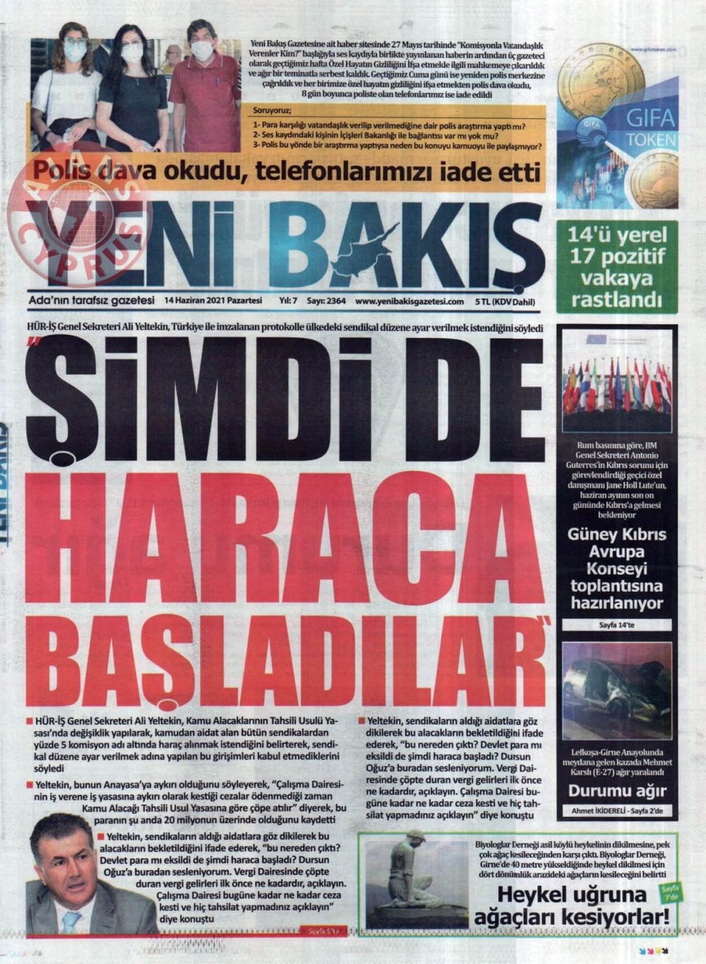 KKTC'de Gazeteler Bugün Ne Manşet Attı? (14 Haziran 2021) galerisi resim 8