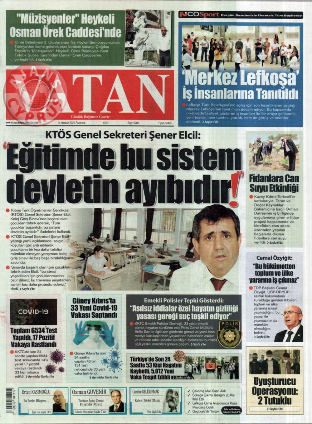KKTC'de Gazeteler Bugün Ne Manşet Attı? (14 Haziran 2021) galerisi resim 9