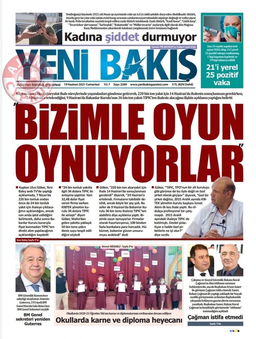 KKTC'de Gazeteler Bugün Ne Manşet Attı? (19 Haziran 2021) galerisi resim 2