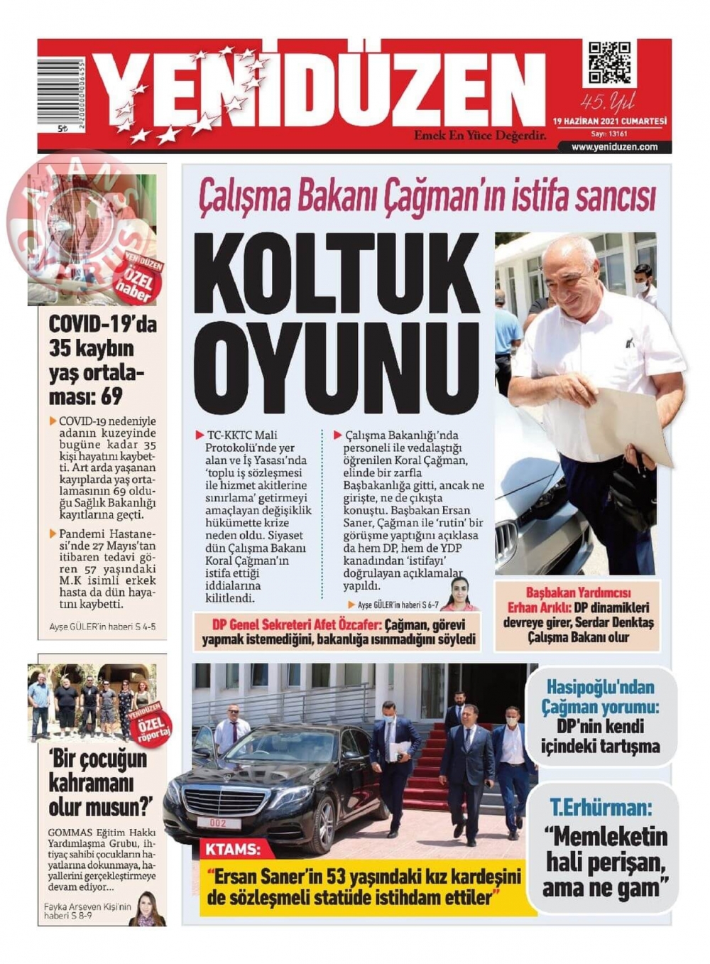 KKTC'de Gazeteler Bugün Ne Manşet Attı? (19 Haziran 2021) galerisi resim 4