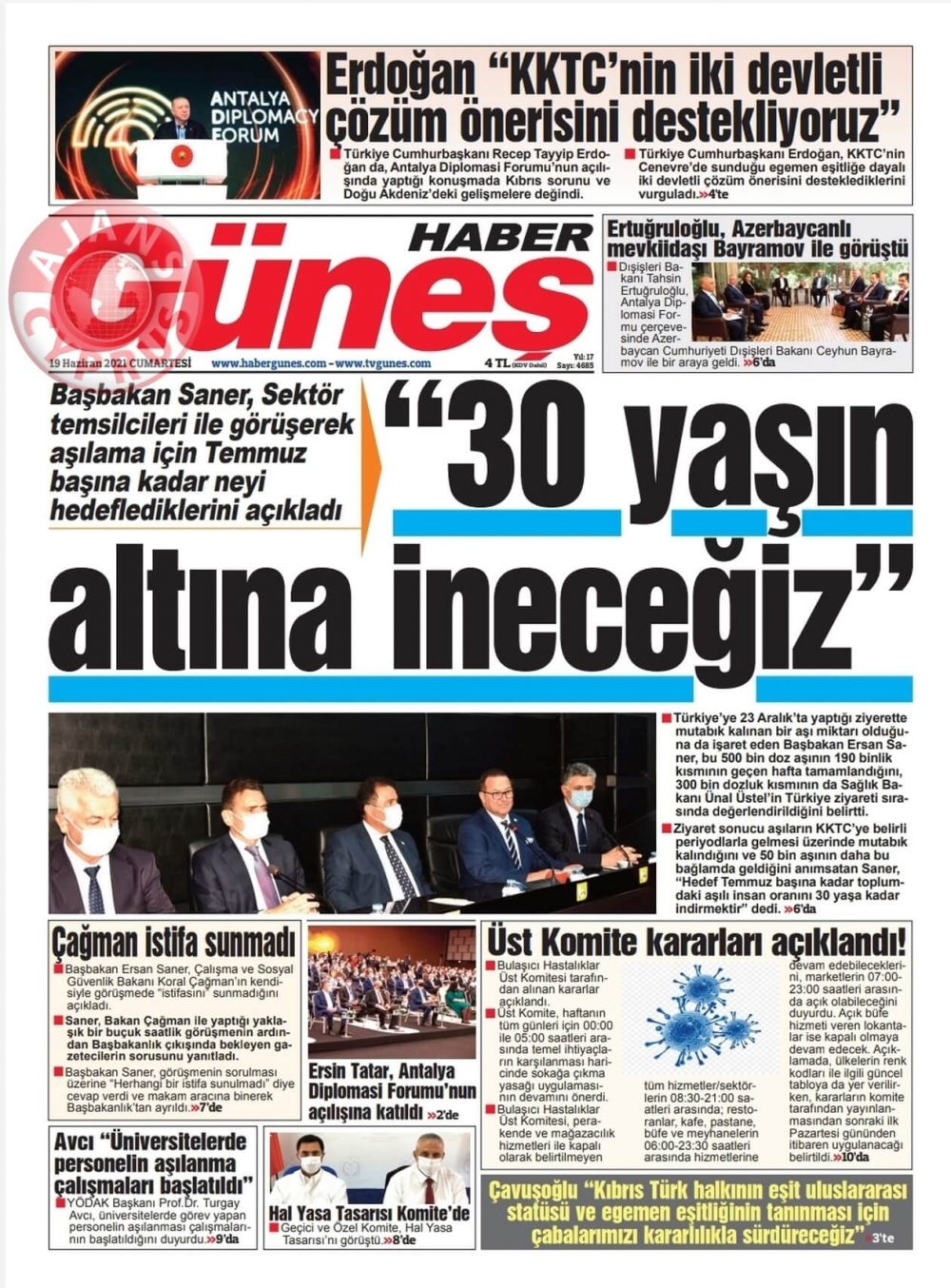 KKTC'de Gazeteler Bugün Ne Manşet Attı? (19 Haziran 2021) galerisi resim 5