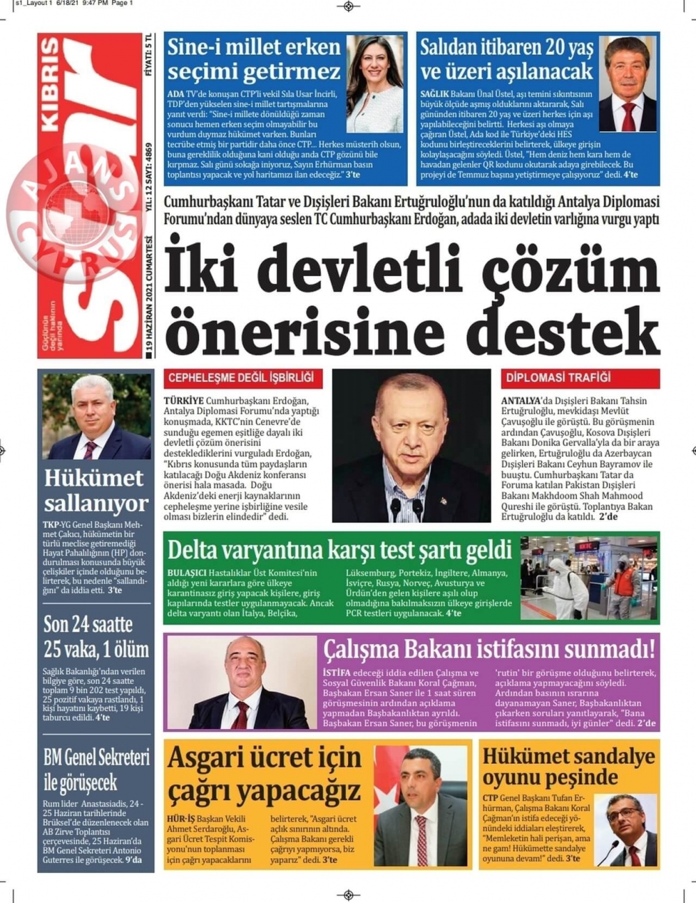 KKTC'de Gazeteler Bugün Ne Manşet Attı? (19 Haziran 2021) galerisi resim 6