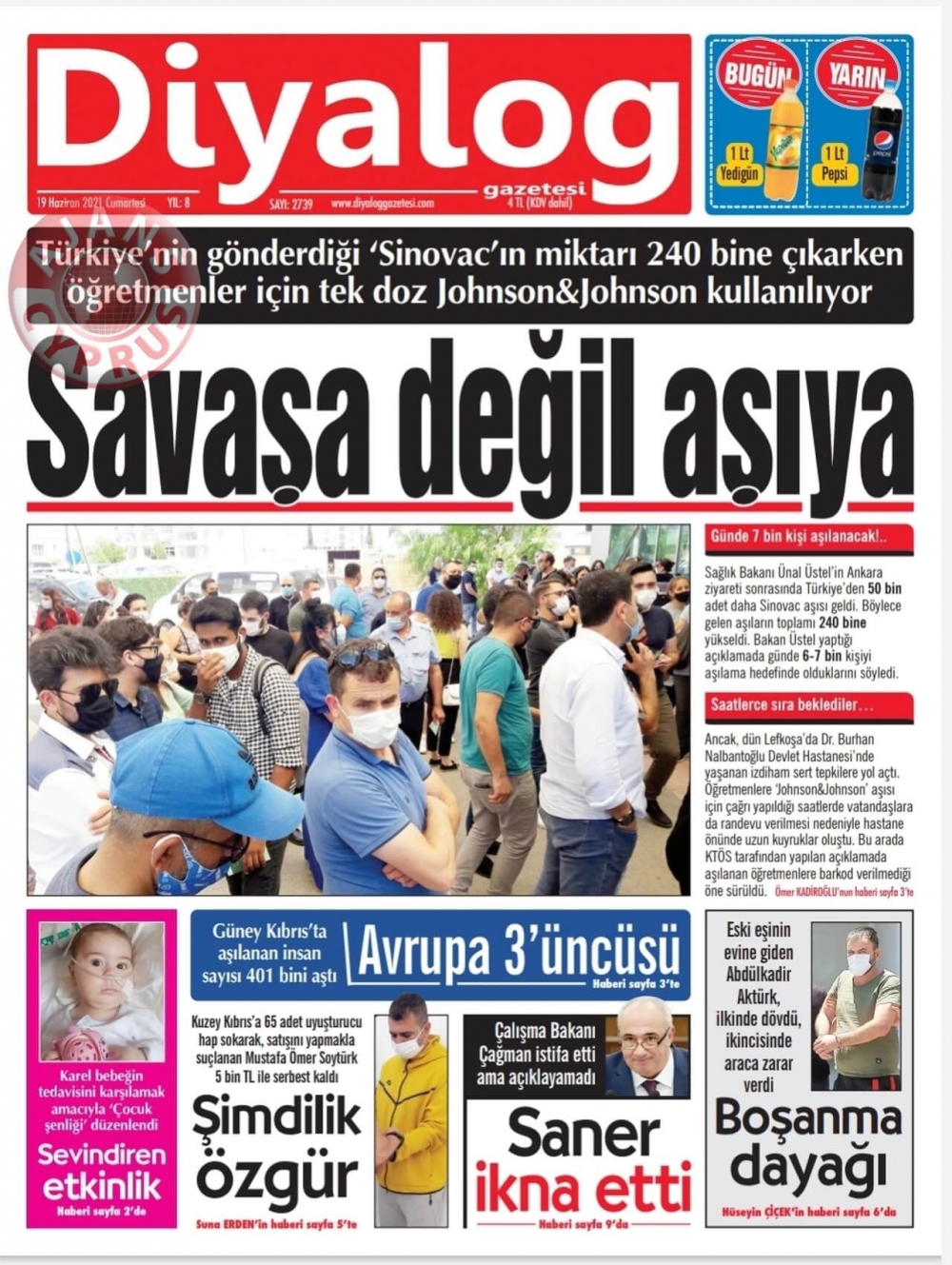 KKTC'de Gazeteler Bugün Ne Manşet Attı? (19 Haziran 2021) galerisi resim 7