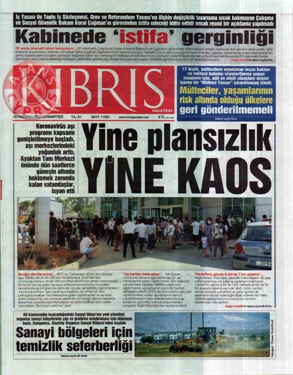 KKTC'de Gazeteler Bugün Ne Manşet Attı? (19 Haziran 2021) galerisi resim 8