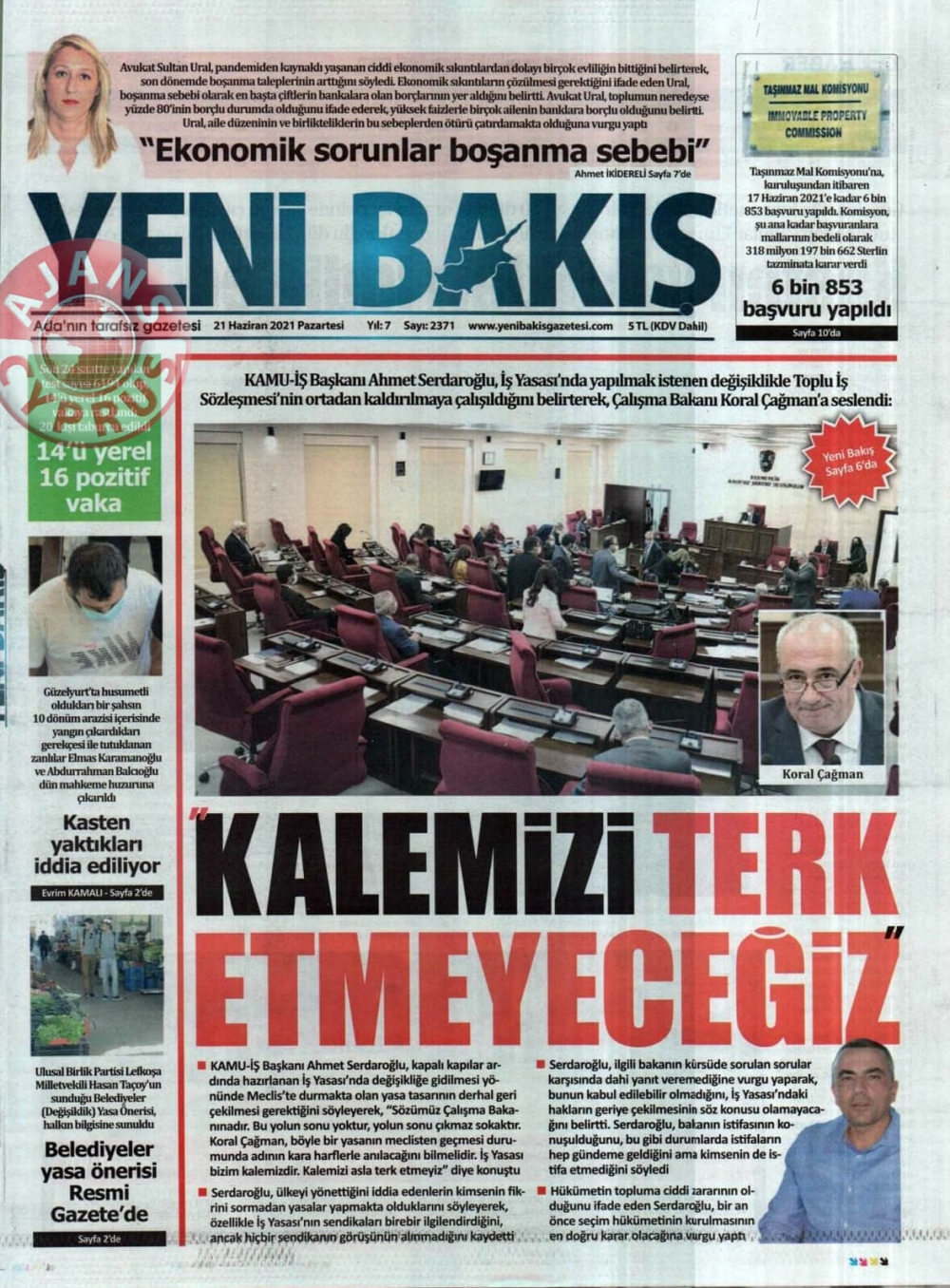 KKTC'de Gazeteler Bugün Ne Manşet Attı? (21 Haziran 2021) galerisi resim 10