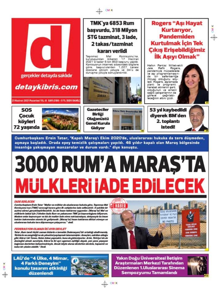 KKTC'de Gazeteler Bugün Ne Manşet Attı? (21 Haziran 2021) galerisi resim 13