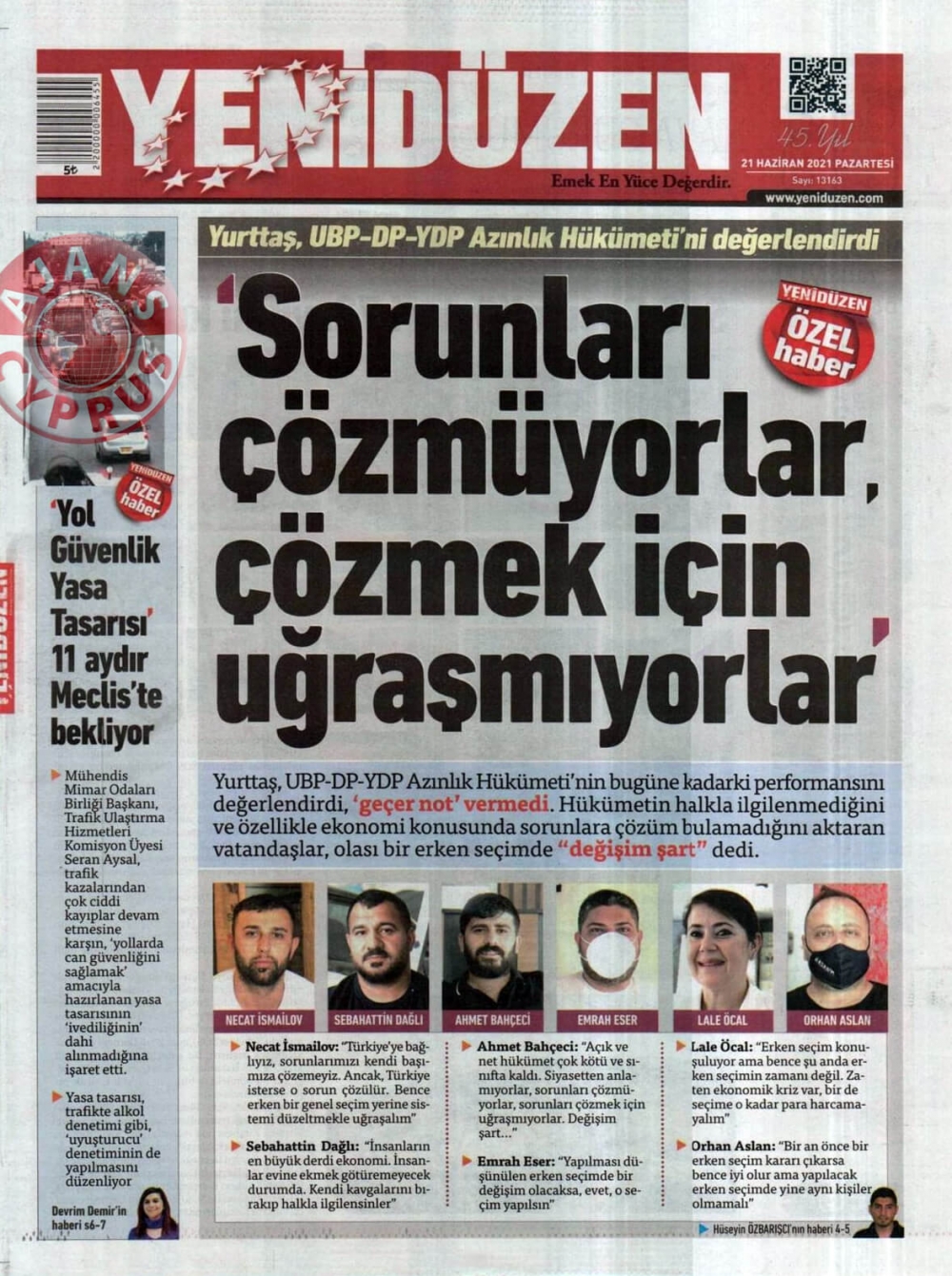 KKTC'de Gazeteler Bugün Ne Manşet Attı? (21 Haziran 2021) galerisi resim 8