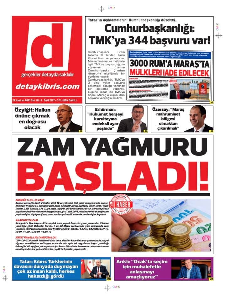 KKTC'de Gazeteler Bugün Ne Manşet Attı? (22 Haziran 2021) galerisi resim 13