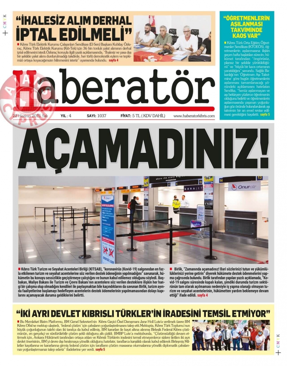 KKTC'de Gazeteler Bugün Ne Manşet Attı? (22 Haziran 2021) galerisi resim 2