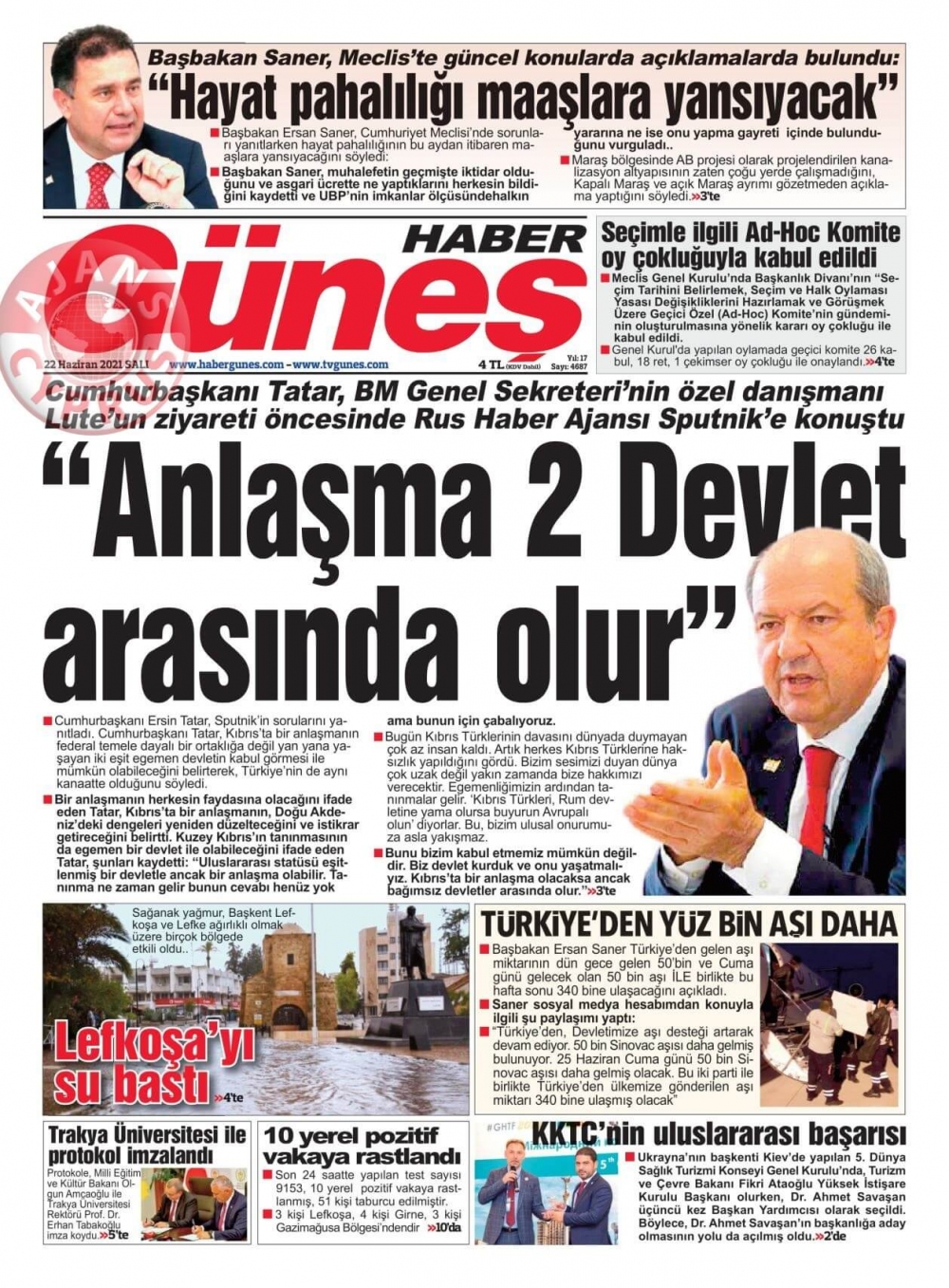 KKTC'de Gazeteler Bugün Ne Manşet Attı? (22 Haziran 2021) galerisi resim 3
