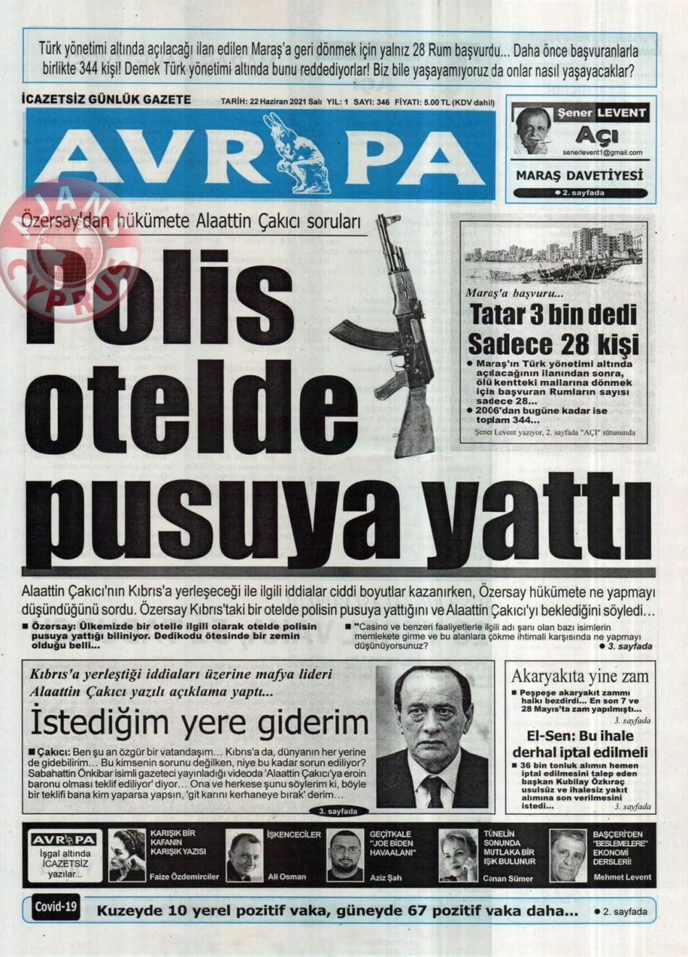 KKTC'de Gazeteler Bugün Ne Manşet Attı? (22 Haziran 2021) galerisi resim 7