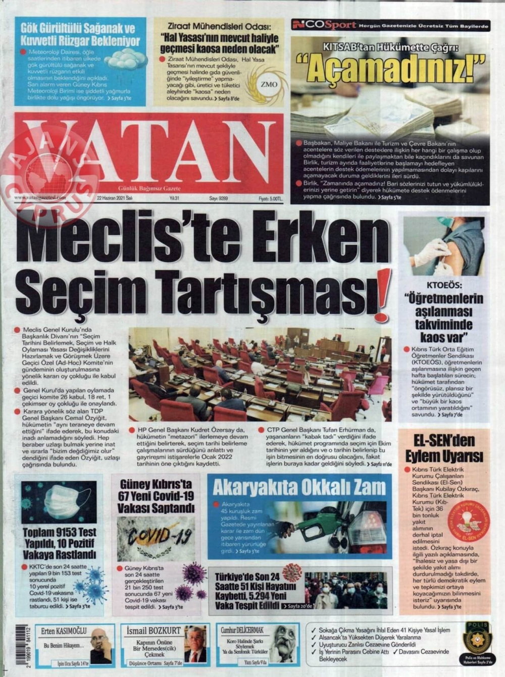 KKTC'de Gazeteler Bugün Ne Manşet Attı? (22 Haziran 2021) galerisi resim 8