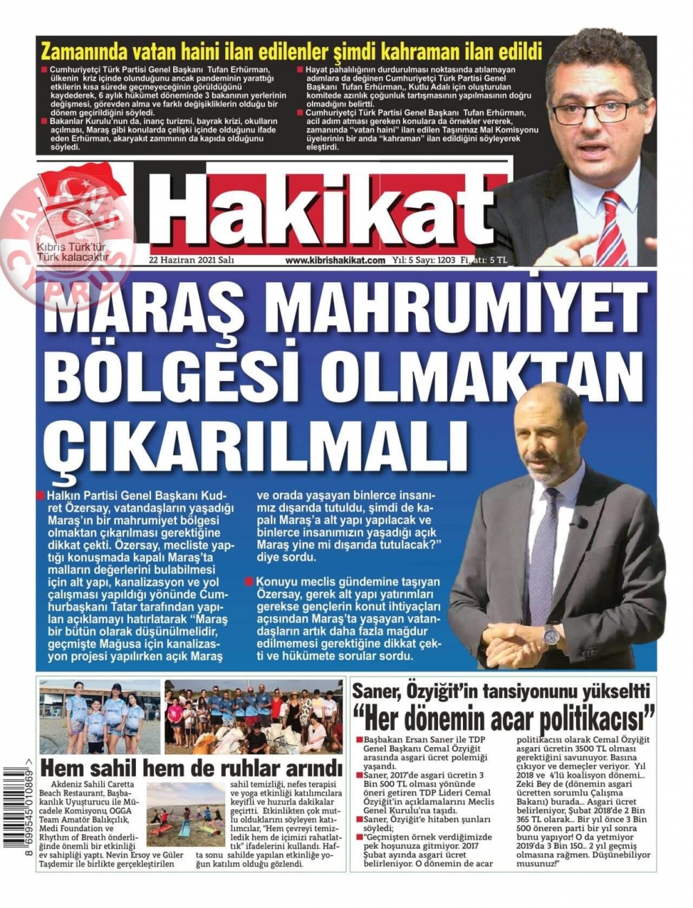 KKTC'de Gazeteler Bugün Ne Manşet Attı? (22 Haziran 2021) galerisi resim 9