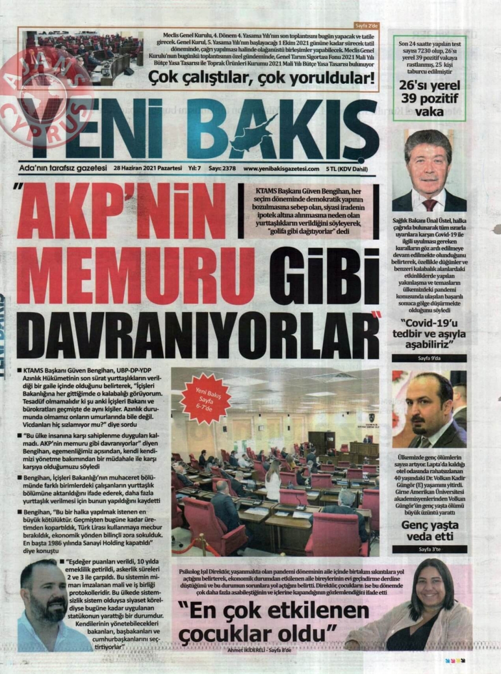 KKTC'de Gazeteler Bugün Ne Manşet Attı? (28 Haziran 2021) galerisi resim 12