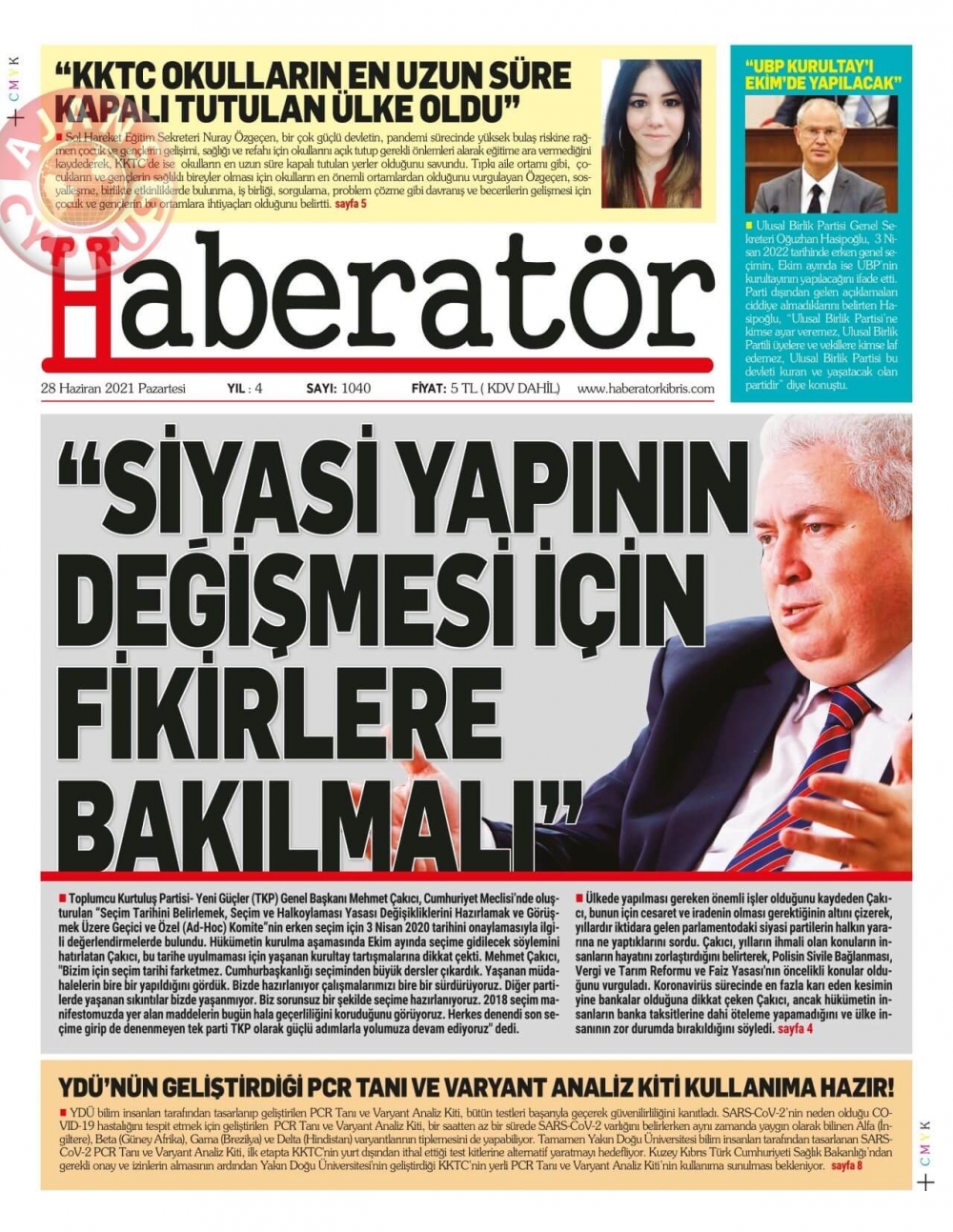 KKTC'de Gazeteler Bugün Ne Manşet Attı? (28 Haziran 2021) galerisi resim 4
