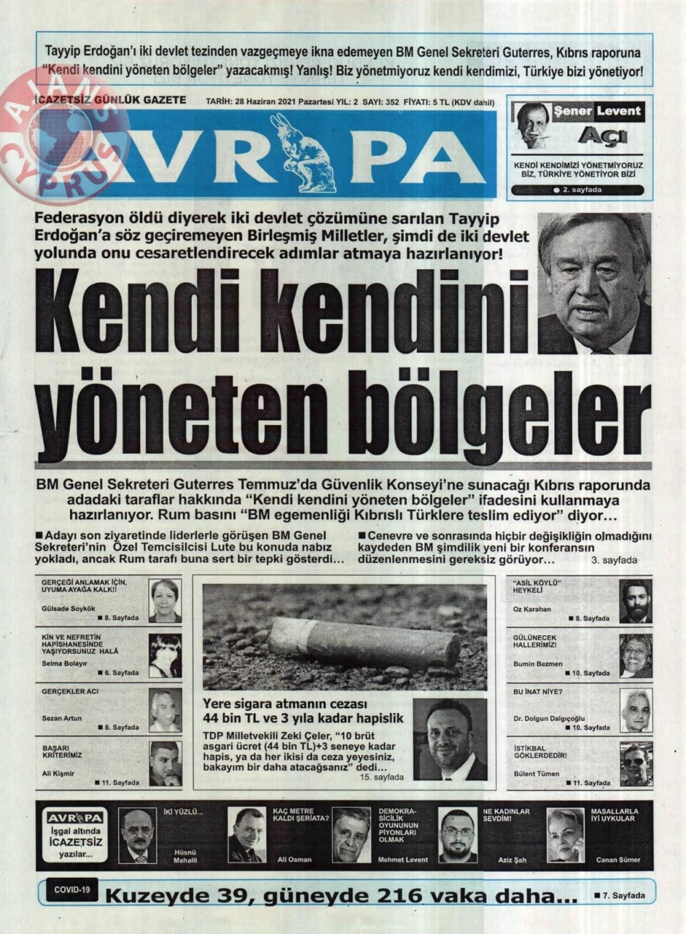 KKTC'de Gazeteler Bugün Ne Manşet Attı? (28 Haziran 2021) galerisi resim 5