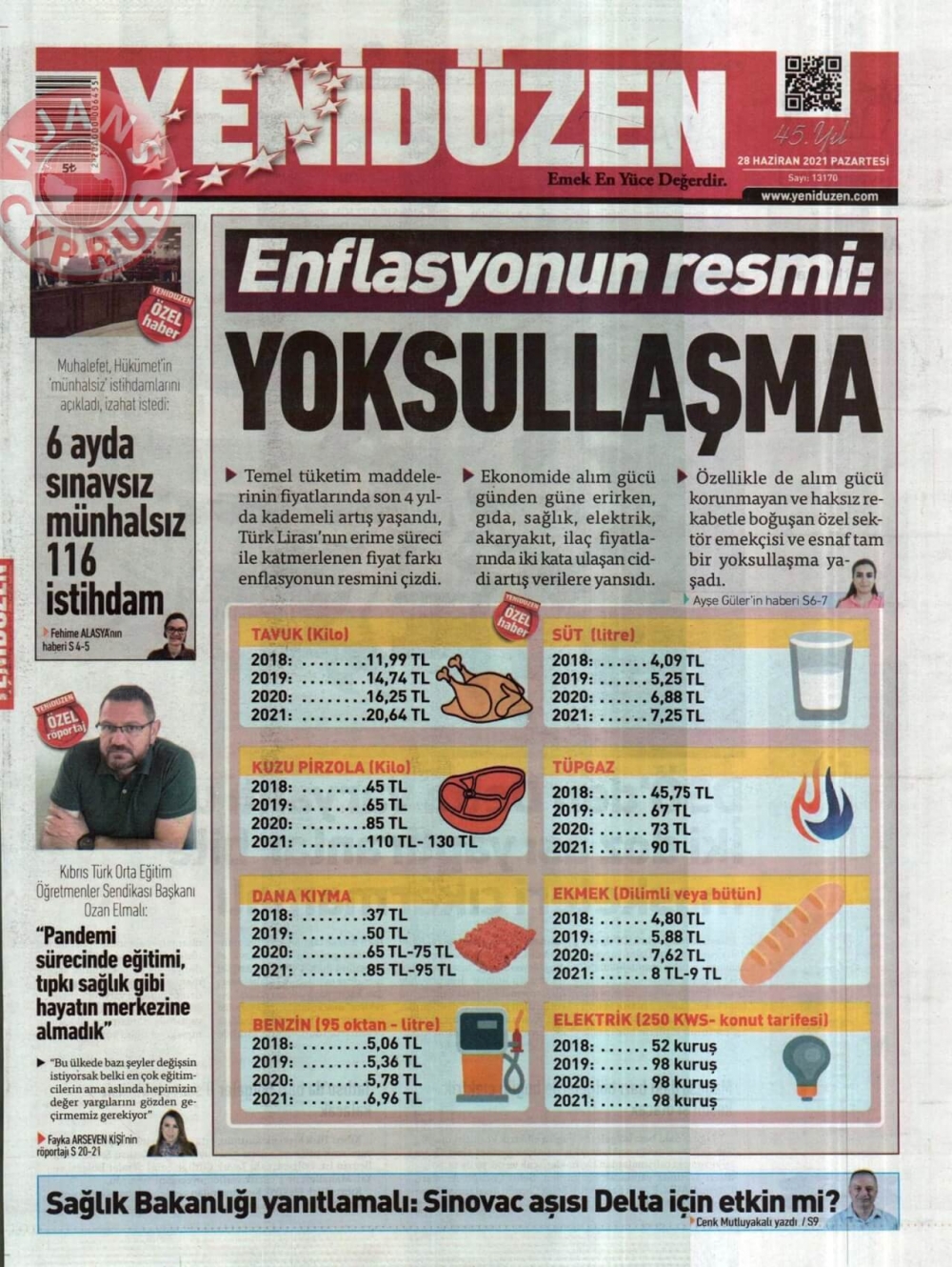 KKTC'de Gazeteler Bugün Ne Manşet Attı? (28 Haziran 2021) galerisi resim 6